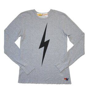 Aviator Nation Gray Long Sleeve Lightning Bolt Tee